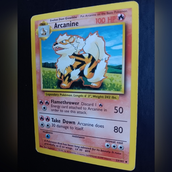 Arcanine Pokemon Card - Base Set - NO. 23/102 Uncommon Non-Holo - Picture 6 of 10